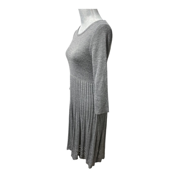 Nina Leonard Paris Gray Knit Pleated Sweater Dress Size M - Picture 5 of 14